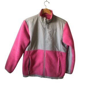 The North Face Youth Girls Fleece Jacket Size XL Fleece Pink and Gray